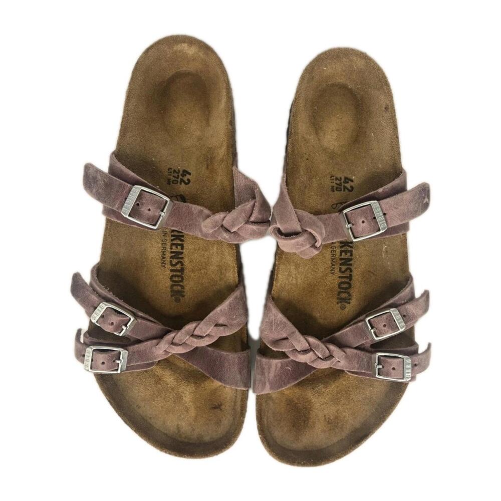 Birkenstock Franca slides Sandals Flip Flops Braided Purple Straps US 11 EUR 42